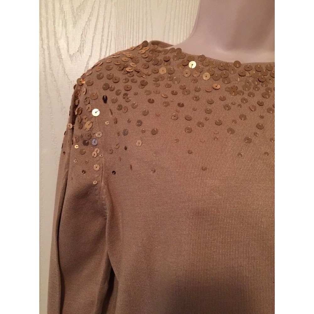 Ruby Rd. Sweater Brown Gold Sequin - image 5